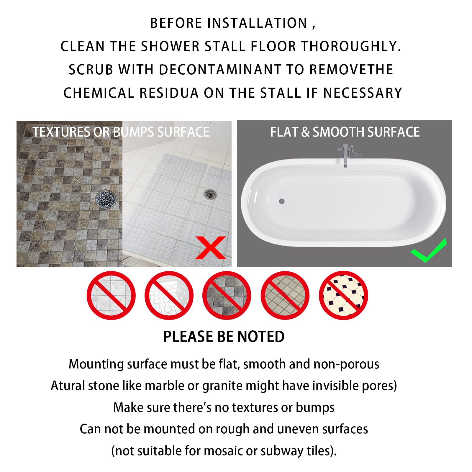 Yimobra Shower Mat Bathtub Mat Non Slip 40 X 16, Bath Mat For Tub Floor With Big Suction Cups And Drain Holes, Machine Washable